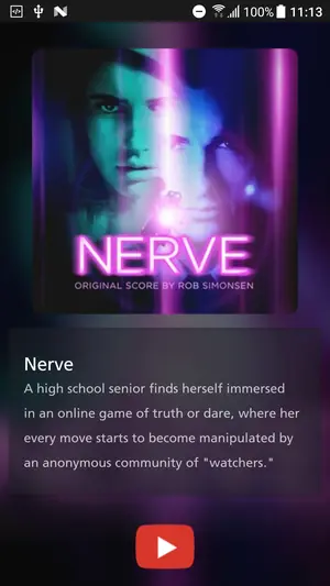 Cinemana movie detail page for Nerve with synopsis and trailer button